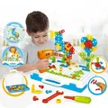 Produktbild: REVENTO® Spielzeug Steckspiel Werkzeugbox mit Elektrische Spielzeug Bohrmaschine Montessori Kinderspielzeug für Kinder Lernspielzeug 237 teilig