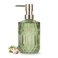 Produktbild: IVAILEX Glas Seifenspender Hand Seifenspender 12oz/390ml Bad Küche Lotion Spender mit ABS Plastikpumpe Klare (Grün)