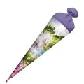 Produktbild: Roth Schultüte Einhorn mit Fohlen mit Glitter, 70 cm, rund, mit lilafarbigem Filzverschluss, Rot(h)-Spitze lila