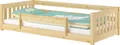 Produktbild: Niedriges Kinderbett Bodenbett 90x200 Kiefer massiv Zubehör wählbar V-60.28-09mit Kindersicherung und Rollrost inkl.