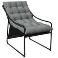 Produktbild: Outsunny Gartensessel Gartenstuhl mit dickem Sitzkissen Garten Loungesessel mit Armlehne, bis 120 kg belastbar, für Garten, Balkon, Grau