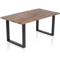 Produktbild: SalesFever Esstisch aus Akazie | 120x80 cm | Tischplatte 35 mm Akazie natur | Gestell U-Form Metall schwarz | B120 x T80 x H75 cm | natur – schwarz - Hellbraun/Schwarz