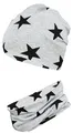Produktbild: TupTam Jungen Beanie Mütze Schlauchschal Kinder 2er Set Herbst Winter gefütterte Übergangsmütze mit Loop, Farbe: Jersey zweilagig - Sterne Schwarz Grau, Hat Size: 50