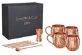 Produktbild: Specter Kupferbecher Moscow Mule 4er Set 500ml mit Zubehör, 100% reines Kupfer, Cocktailbecher, Barset