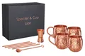 Produktbild: Specter & Cup Cocktail-Set Moscow Mule Kupferbecher 4er Set+Zubehör, (10-tlg., je 4 Kupferbecher, Strohhalm, je 1 Messbecher, Barlöffel)