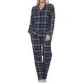 Produktbild: Normann Pyjama Normann Damen Flanell Schlafanzug langarm Pyjama in Karo-Optik blau 36-38