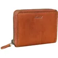 Produktbild: Benthill Kleine Geldbörse Leder | Mini Geldbeutel Damen mit RFID Schutz | Portmonee Slim mit Reißverschluss | Flaches Portemonnaie mit 6 Kartenf... - Braun