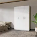 Produktbild: Forte HOME NOOK Mehrzweckschrank 135 40, moderner Drehtürenschrank mit 3Türen, Flur, Holzwerkstoff, Weiß, 133,2 cm breit x 210,5 cm hoch x 42 cm tief