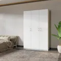 Produktbild: Forte Home Nook Mehrzweckschrank 135 40, moderner Drehtürenschrank mit 3Türen, Flur, Holzwerkstoff, Weiß, 133,2 cm breit x 210,5 cm hoch x 42 cm tief