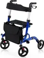 Produktbild: COSTWAY Rollator faltbar und leicht mit Sitz, medizinischer Gehhilfe aus Aluminiumlegierung mit höhenverstellbaren Griffen, Reiserollator max.150kg für Draußen