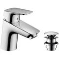 Produktbild: hansgrohe Logis 70 Waschtisch Armatur 71077000 chrom, Push Open Ablaufgarnitur, Höhe 166 mm