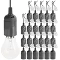 Produktbild: greate 24x Baufassung E27 schwarz mit Schnellverbinder - Lampenfassung E27 inkl. Zugentlastung - Baustellenlampe Fassung für max. 60W 250V - Baulampe Lampenfassung mit Kabel, Glühbirnen Fassung