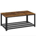 Produktbild: VASAGLE Couchtisch, Wohnzimmertisch mit 2 Ebenen, mit Gitterablage, Fernsehtisch, Metallgestell, verstellbare Füße, für Wohnzimmer, Industrial Style, vintagebraun-schwarz LCT61X