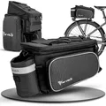 Produktbild: MIVELO - Fahrradtasche für Gepäckträger - Gepäckträgertasche hinten - Umhängetasche - erweiterbar auf 20L - Gepäcktasche Fahrrad wasserabweisend (Schwarz-Reflektierend)