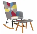 Produktbild: vidaXL Schaukelstuhl, Schaukelsessel mit Hocker Patchwork Stoff