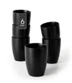 Produktbild: Kaffeetasse 6er Set Kaffeebecher Tasse ohne Henkel Steingut Schwarz Matt 340 ml