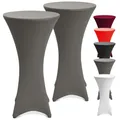 Produktbild: Beautissu 2er Set Stretch Stehtisch Husse Anthrazit Ø 70-75 cm Stella – Verstärkung im Fußbereich & 40°C waschbar, rutschfest & bügelfreie Husse für Stehtisch & Bistrotisch als Tisch-Überzug