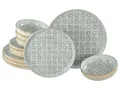 Produktbild: CreaTable, 24087, Serie Uno Emiliana Grau, 12-teiliges Geschirrset für 4 Personen, Teller Set aus Steinzeug, spülmaschinen- und mikrowellengeeignet, Made in Portugal