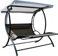 Produktbild: ALEOS. Hollywoodliege Doppel Schaukelliege aus atmungsaktivem Kunststoffgewebe mit Kopfpolster und Dach ergonomisch geschwungen Modell: NAXOS