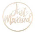 Produktbild: Rayher Holzkranz mit Schriftzug „Just Married“, zum Hängen, 30 cm ø, natur, Holzring, Birkenholz FSC zertifiziert, Türkranz Hochzeit, Wanddekoration, 62934505