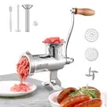 Produktbild: VEVOR manuelle Fleischmühle, alle Teile Edelstahl, handbetriebene Fleischmahlmaschine mit Tischklemme, 2 Schleifplatten & Wurstfüller, ideal für Zuhause Küche Restaurant Metzgergeschäft