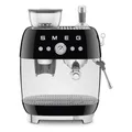 Produktbild: Smeg, EGF03BLEU, manuelle Espressomaschine, mit integrierter Kaffeemühle, Thermoblock, 4 Temperaturstufen, Dampfdüse und Druckmesser, 1-l-Tank, kompakte Größe, 1350 W, Schwarz
