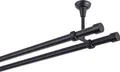Produktbild: Gardinenstange Schwarz Matt stabile Vorhangstange 19 mm mit Endkappe einfache Montage, Montageort: Decke, 2-läufig, 180 cm