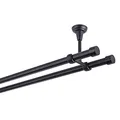 Produktbild: Gardinenstange schwarz 180 cm 2-läufig 19 mm aus Metall Deckenbefestigung Endstück Kappe