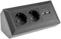Produktbild: ChiliTec Steckdosenblock Ecksteckdose 2-Fach Schutzkontaktsteckdose 2X USB-A 3,1A Schwarz