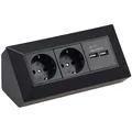 Produktbild: 2 fach Steckdosenblock + 2x USB Aufbaumontage Steckdose für Küche Werkstatt NEU