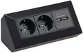 Produktbild: ChiliTec 2-fach Steckdosen Powerblock + 2x USB schwarz Eck Mehrfach Steckdose