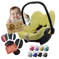 Produktbild: Frottee Sommerbezug [Schonbezug für Babyschale] Autositz kompatibel mit Maxi Cosi Cabrio Fix + GRATIS Gurtpolster (sonnengelb + GP)