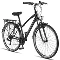 Produktbild: Licorne Bike Premium TrekkingBike in 28 Zoll - Fahrrad für Herren, Jungen, Mädchen und Damen - Shimano 21 Gang-Schaltung - Citybike - Männerfahrrad - L-V-ATB - Schwarz/Grau