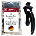 Produktbild: rewagi Gardinengleiter 100 Drehgleiter & 100 Gardinenhaken doppelt für Gardinenschiene, Gardinenschiene, Gardinenleiste, Gardinen, Vorhänge
