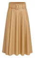 Produktbild: Mississhop 401 Damen A-Linien Rock mit Gürtel – Kunstleder Camel