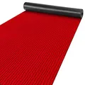 Produktbild: ANRO Teppich Läufer Flur Küchenteppich Schmutzfangmatte Sauberlaufmatte rutschfest Velours Rot 65x180cm Modern