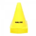 Produktbild: GORILLA SPORTS Pylone Markierungskegel, 10 Stück Pylonen, Hütchen Set, Markierkegel gelb 17 cm