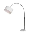 Produktbild: invicta INTERIOR Design Bogenleuchte LOUNGE DEAL Classic E27 60W mit Marmorfuß mit weißem Natur Leinen Schirm ausziehbar Stehlampe Wohnzimmerlampe Bogenlampe