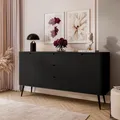 Produktbild: Dreiteilige Kommode ZAIRA KSZ168 mit Schubladen, schwarz, schwarze Füße