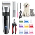 Produktbild: BarberBoss Kabelloser Haustier-Fellpflege-Clipper – Keramikklingen, LED-Display, schnelles Aufladen, elektrische Haustierschneidemaschine für Hunde und Katzen QR-9082