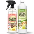 Produktbild: bio-chem Geruchsentferner Set | Katzengeruchsentferner Spray 750 ml + Enzymreiniger Konzentrat 1L | Mikrobiologisch & effektiv | Gegen Tiergeruch auf Textilien & Oberflächen