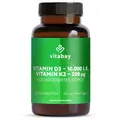 Produktbild: Vitabay Vitamin D3 + K2 Depot – 180 vegane Tabletten – hochdosiert – 10.000 IE Premium Vitamin D3 mit K2-MK7 All-Trans – ohne Zusätze – vegan & laborgeprüft in Deutschland – Vorrat für lange Zeit