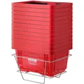 Produktbild: VEVOR Einkaufskorb, 12er-Set, 24 l robuster Einkaufskorb aus Kunststoff mit Griff und Ständer, 42 x 29 x 22 cm, tragbarer Einkaufskorb in Großpackung für den Lebensmitteleinkauf im Einzelhandel