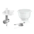Produktbild: Bosch Zubehör-Set BakingSensation MUZ5BS1, Fleischwolf, Kunststoffschüssel, Spritzgebäck-Vorsatz, Edelstahl Loch-Scheibe, 4 Gebäckvarianten, passend für Serie 4