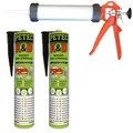 Produktbild: Petec 2x K & D Kleben und Dichten Schwarz 310ml + Ausdrückpistole