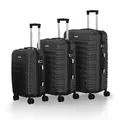 Produktbild: Juskys® Hartschale Kofferset Reisekoffer 3 teilig - Zahlenschloss, geräuscharme 360° Rollen groß, Teleskopgriff, leicht - Koffer in Schwarz