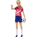 Produktbild: Barbie Fußballspielerin-Puppe, blond, Trikot mit der Nummer 9, Fußball, Stollens