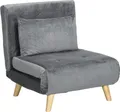 Produktbild: HOMCOM Schlafsessel, Klappsessel mit Bettfunktion, Schlafsofa mit Kissen, Gästebett mit Verstellbarer Rückenlehne, Samtoptik, bis 125 kg Belastbar für Wohnzimmer, Grau