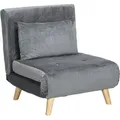Produktbild: Homcom - 3 In 1 Schlafsessel, Schlafsofa Mit Bettfunktion, Lendenkissen, Klappbarer Relaxsessel Mit Verstellbarer Rückenlehne Liegestuhl In Samtoptik, Für Wohnzimmer, Grau