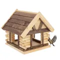 Produktbild: Mazur Vogelfutterhaus groß XXL 39,5x38x34,5cm I Vogelfutterspender aus Holz stehend I Futterstation für Vögel I Vogelfutterhaus zum bemalen für Kinder